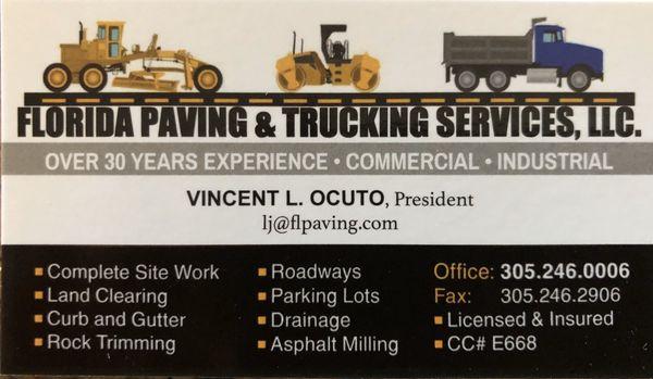 Florida Paving and Trucking Services