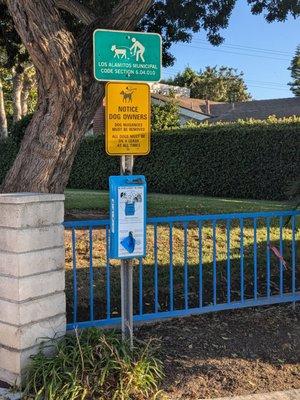 Doggie bags at the park entrance