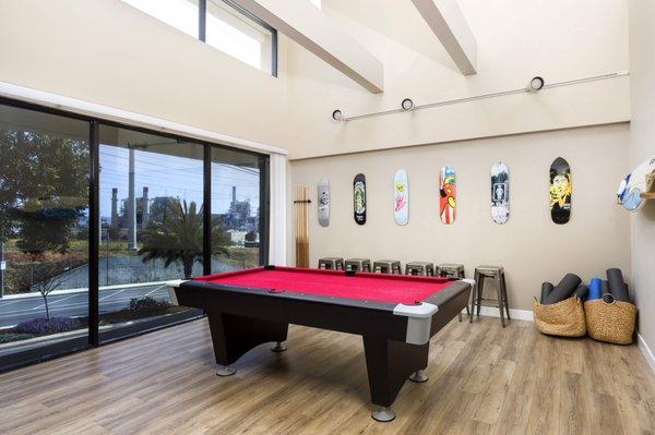 Activities room where mental health clients can play pool