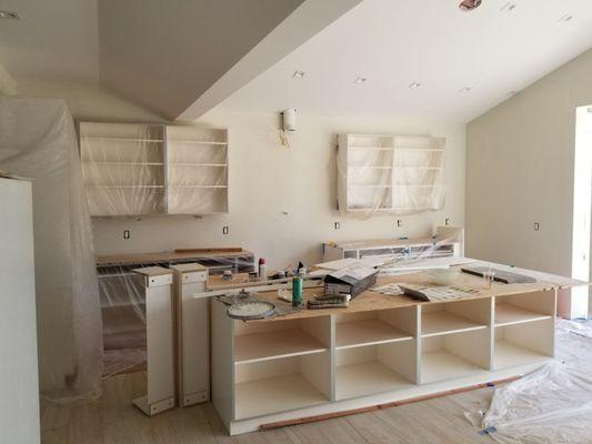 Working on New Custom Kitchen Cabinets  Full house remodeling in Irvine