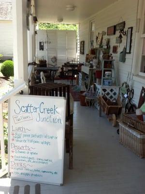 Front porch, cafe specials, outdoor seating area