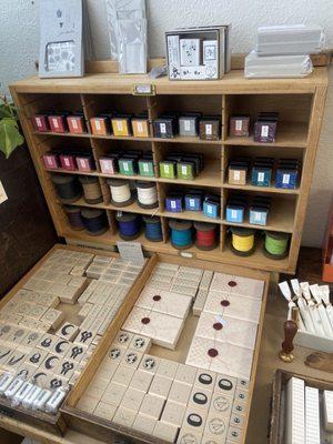 Shachihata Oil-Based Mini Ink Pad, a plethora of colors, stamp pads and candle wax for your seals.