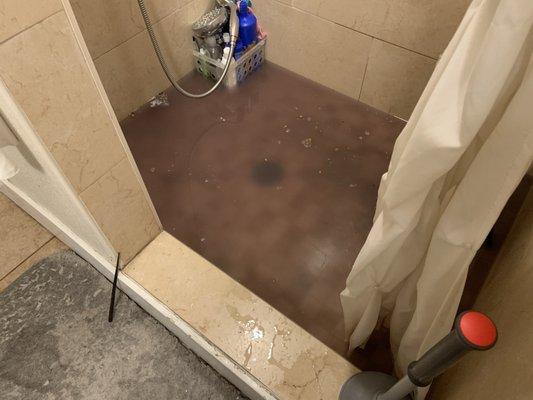 Sewage backups into shower. No response to calls for help.