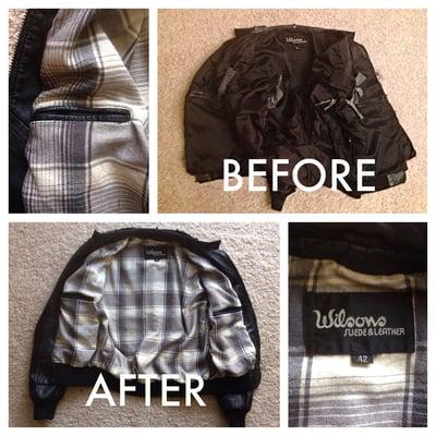 Great work done relining my leather jacket with custom fabric! Thanks Tita!