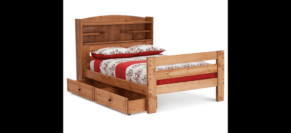 Durango Bookcase Bed with 6" Storage Drawers Twin: 89" L x 46" D x 52" H 
 Full: 89" L x 60.5" D x 52" H