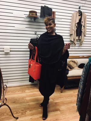 Black cape with Red st John Purse