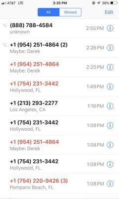 This is how many times they called me even after I said I didn't need them.