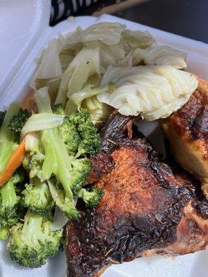 Baked chicken, cabbage and Broccoli Stir - Fry all for less than $10