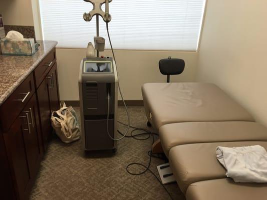 Comfortable, nice, private rooms. That's a YAG Laser.