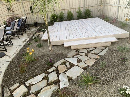 Floating deck, and new landscaping