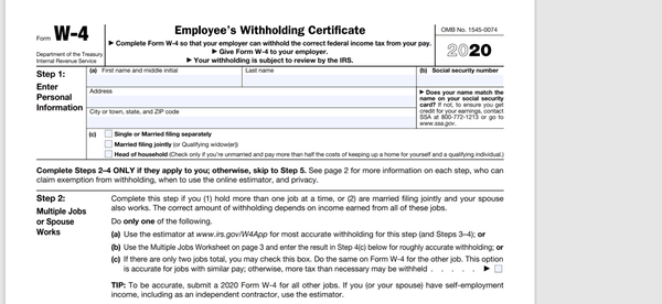 2020 W-4 form no longer allows you to elect "0" as an option