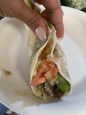 Mini carne asada burrito