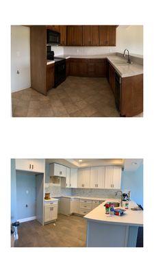 Our kitchen before and after :)