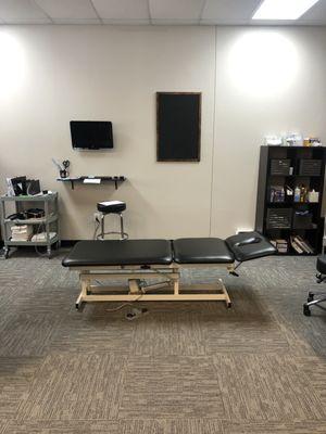 In house physical therapist area, offering dry needling to relieve aches and pains.