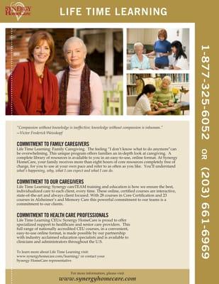 Life time learning for Family Caregivers by Synergy HomeCare