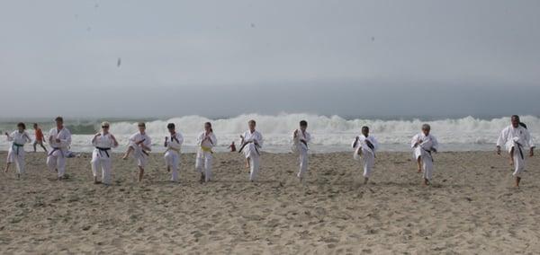 Beach Training at Stinson Beach, we take training outside the dojo