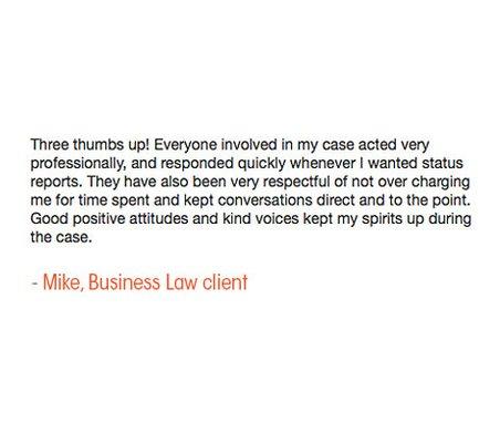 Orange County Business Law Client Review