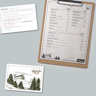 ninebar created signage and menus for Forestry Camp.