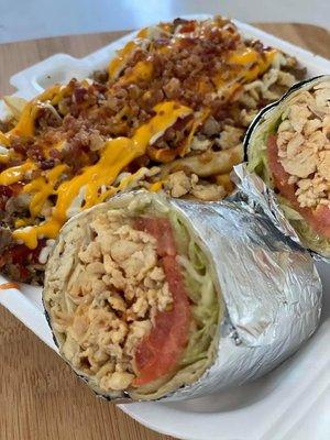 Chicken Burrito with loaded fries