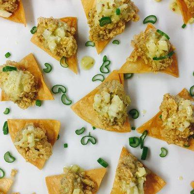 Fried Oyster with Housemade Remoulade on Crunchy Tortilla by Little Kitchen