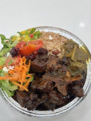 Oxtail and curry goat meal