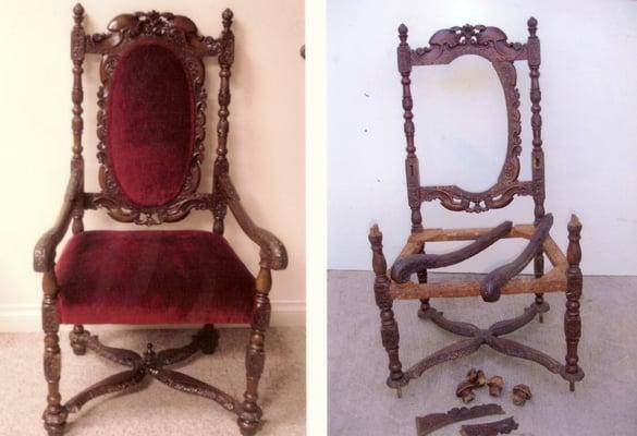 Repair, refinish and reupholster before and after.