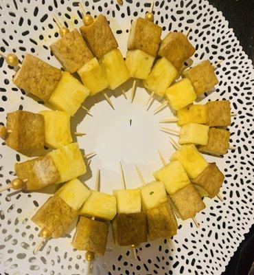 Tofu pineapple skewers