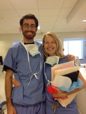 Dr Anne Sumers with her son Ted Sumers after performing cataract surgeries