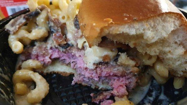 Pink patty - FYI in case you like your hamburger well done.