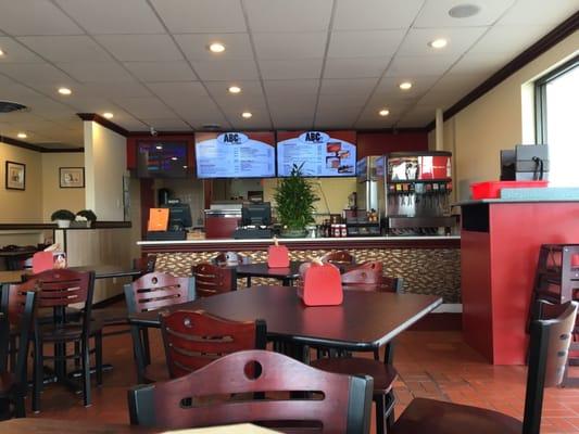 View of the dining area and order counter.