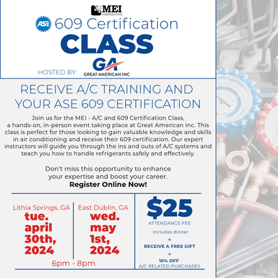 EARN YOUR ASE 609 CERTIFICATION!