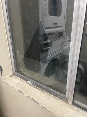 Broken windows in laundry room