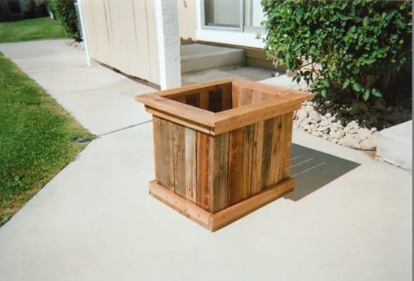 Rustic planter box made from reclaimed lumber