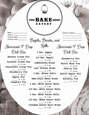 Holiday baked goods order form