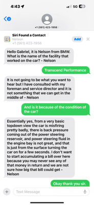 BMW service Refusal to work on car serviced by transcend/vivian