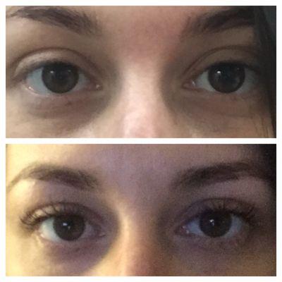 Eye lash perm and tint before and after