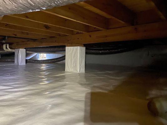 A fully encapsulated crawlspace.