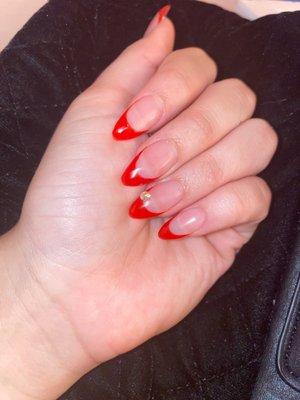 Red French tip gel full set