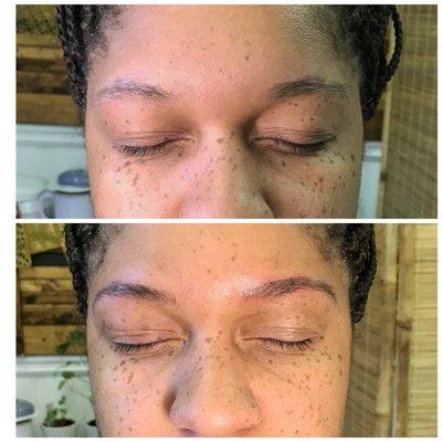 Before and after microblading