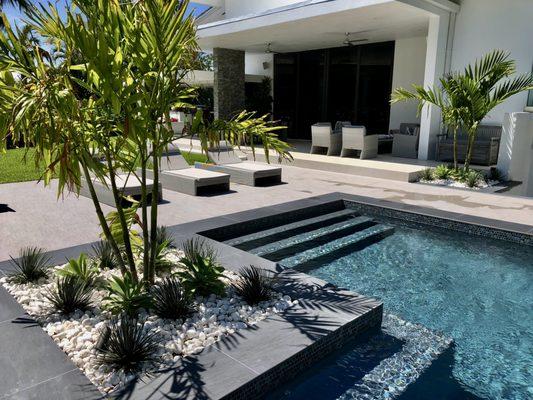 Italian Porcelain Pool Deck, Coping & Planter