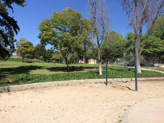 Swings and grassy area