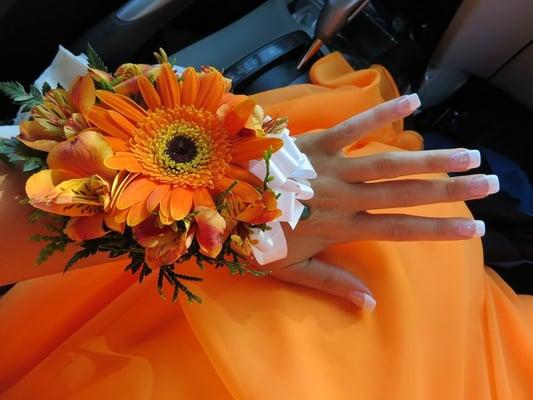 Gerbera daisy and alstroemeria corsage