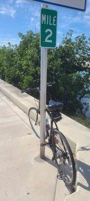 Bike at the 2 Mile Marker on the tour.