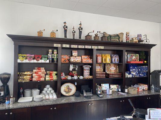 Behind the counter is a kids dream come true with an assortment of Italian candies!