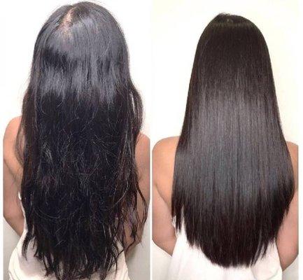 Black long hair keratin tratments