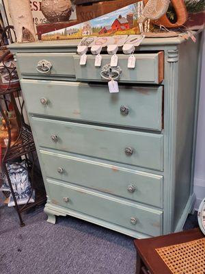 Repurposed Dresser,  Handpainted Hand saw and custom made night lights