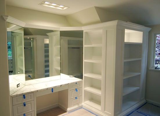 Walk in closet in a master suite