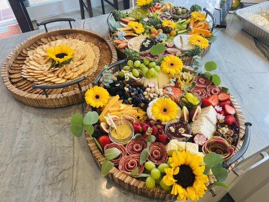 Large round charcuterie boards for parties and events