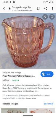 Pink Windsor depression pitcher