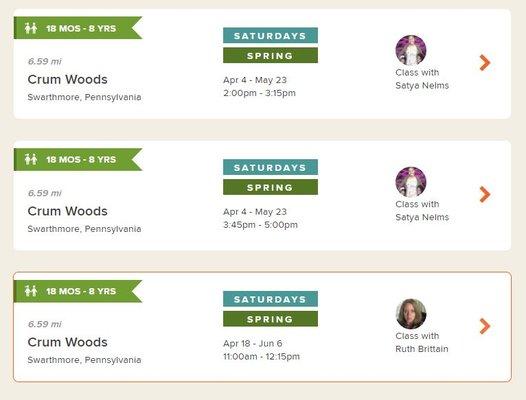 Crum Woods, Swarthmore -- Tinkergarten Classes, Spring 2020